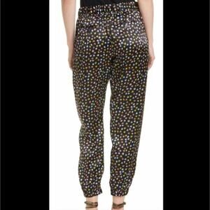 ATM Anthony Thomas Melillo Foullard Floral Print Black Pants Silk Pleat Front